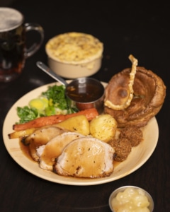 Sunday roast pork at The Gate Pub, Bryants Bottom